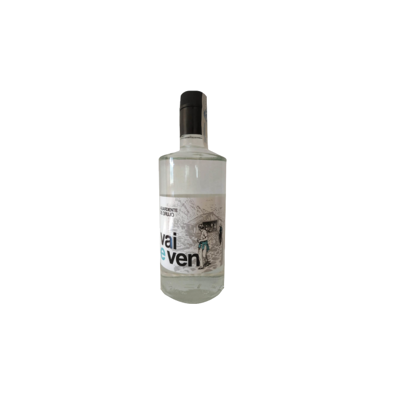 Botella de aguardiente de orujo Vai e Ven